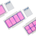3张带盖片的室状细胞培养载玻片，分别为2孔、4孔和8孔格式